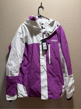 Oakley Women's Purple and White Ski Jacket with Hood